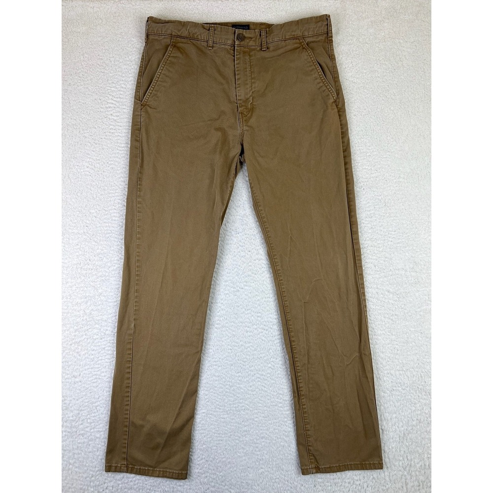 Levis Mens 36x28 Brown Khaki Chino Stretch Straight Flat Front Pants